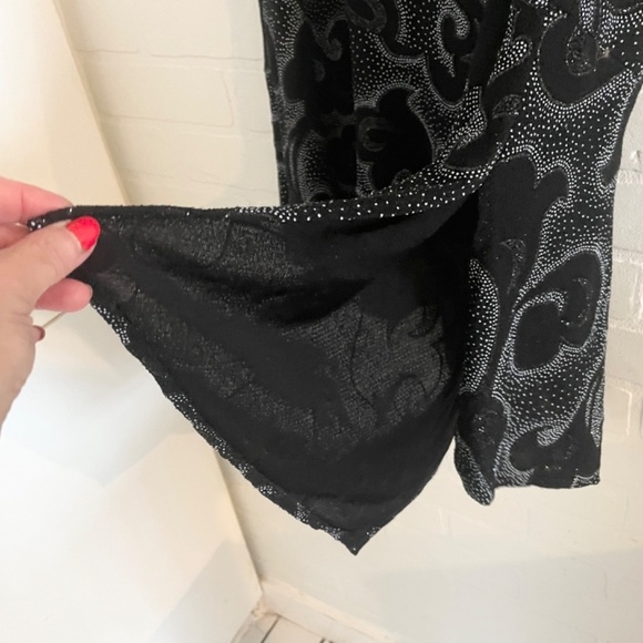 Vintage Y2K Maxi Skirt Asymmetrical Glittery Slinky Dark Romantic Goth Black 10P - Picture 3 of 12